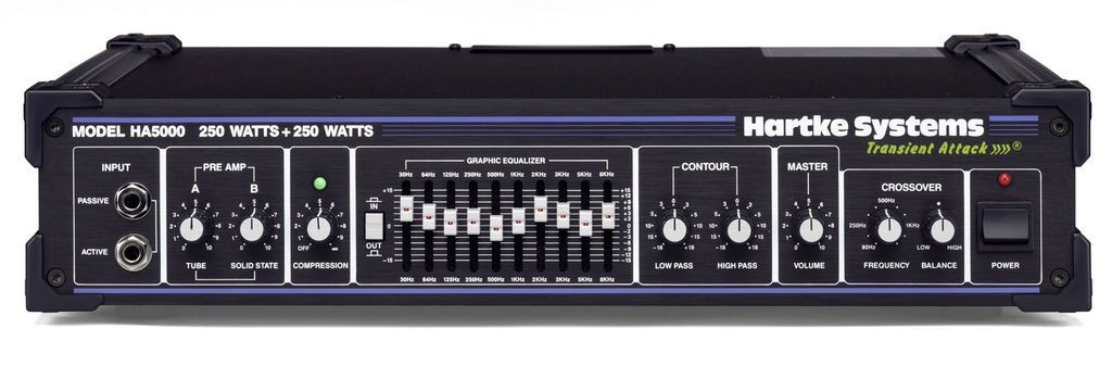 Hartke HA5000 2x250W Bass amp head with selectable tube or solid-state preamp rental